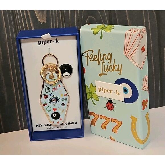 Piper K Key Chain Bag Charm Novelty Lucky Symbols 8 Ball Keychain Charm - Picture 3 of 4